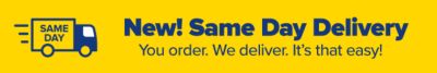 New! Same Day delivery. Your order. We deliver. It's that easy!